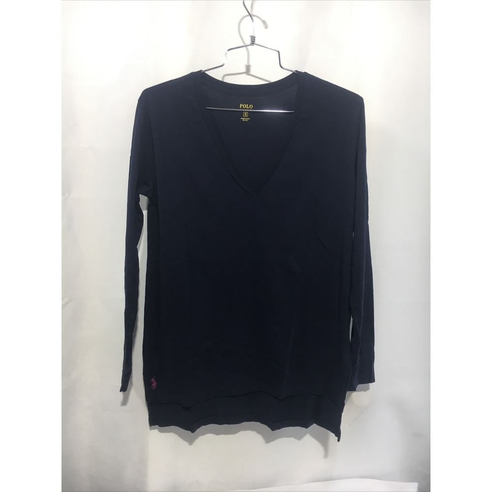 Ralph Lauren Sport Shirt Women's Size S  Navy Long Sleeve V Neck .